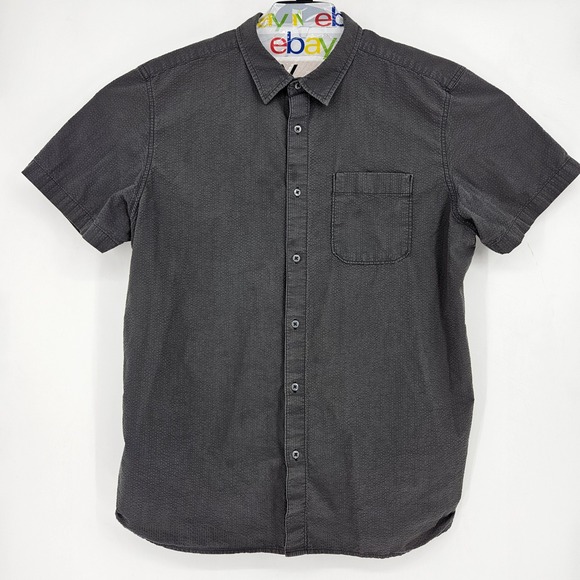 The North Face Shirt Mens XXL Seersucker Black Short Sleeve Button Up Casual - Picture 1 of 9
